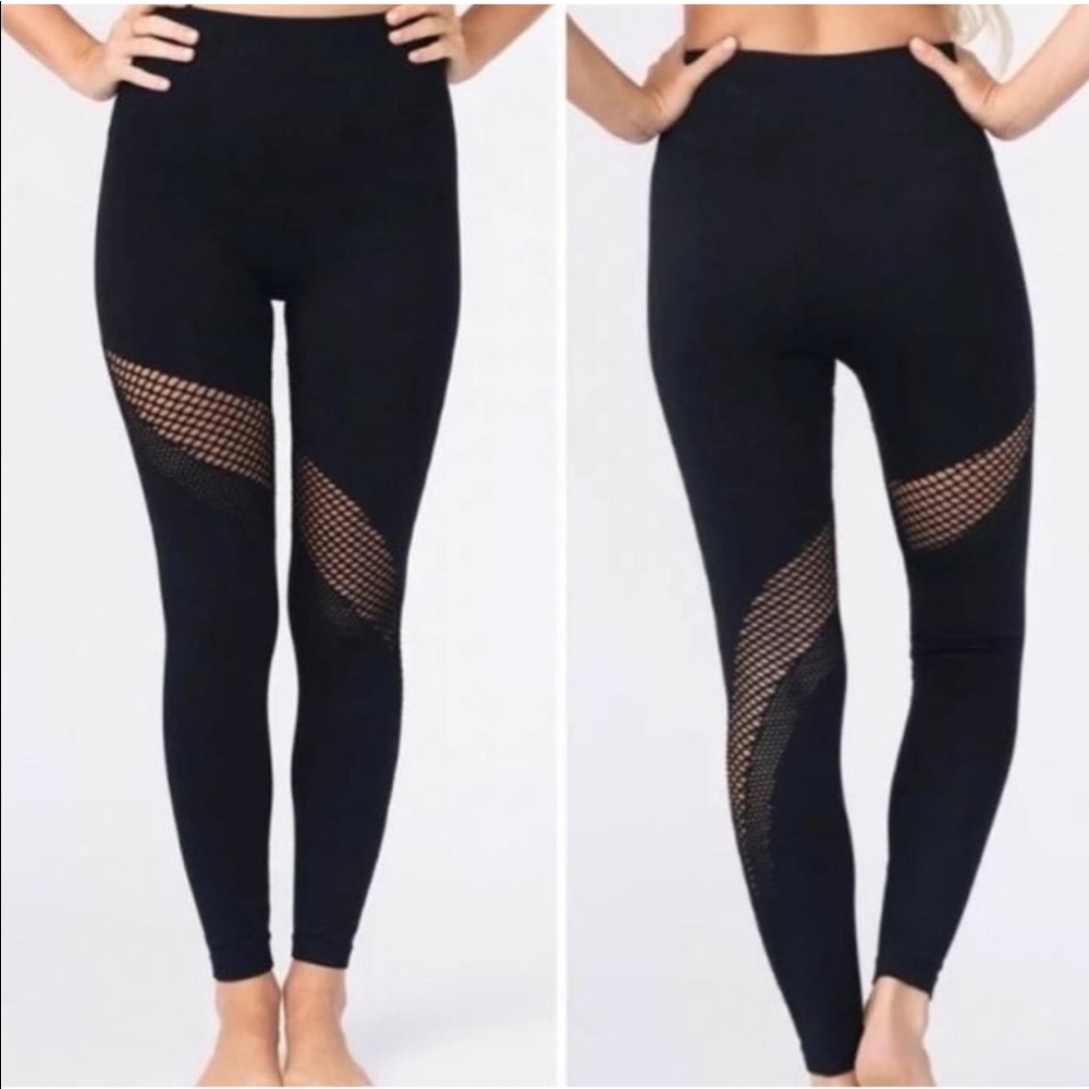 Zyia Active Angle Performance High Rise Laser Cut Black Seamless Leggings Medium